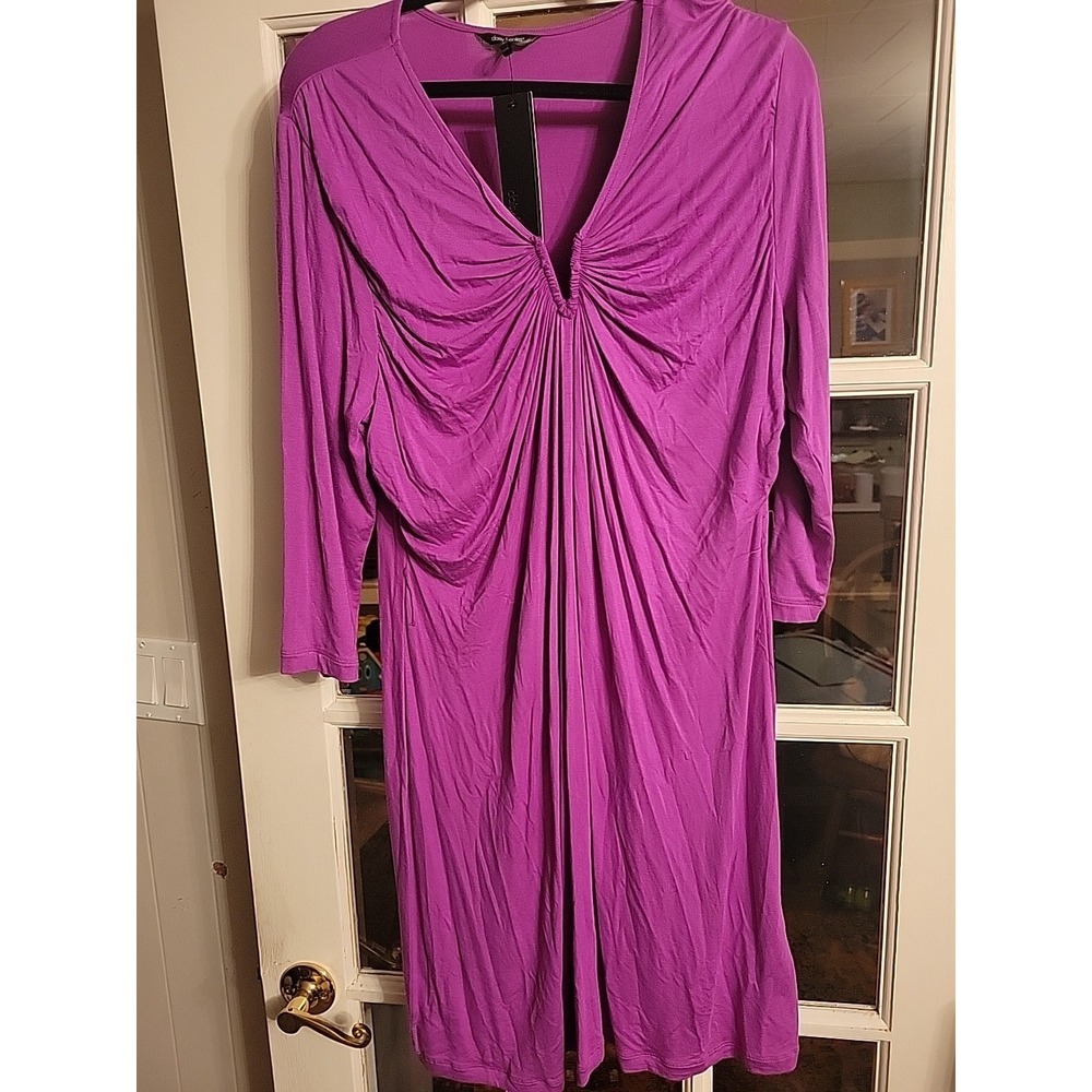 DAISY FUENTES Purple 3/4 Sleeves Womens Xl Boho Baby Doll Y2K Top 90's